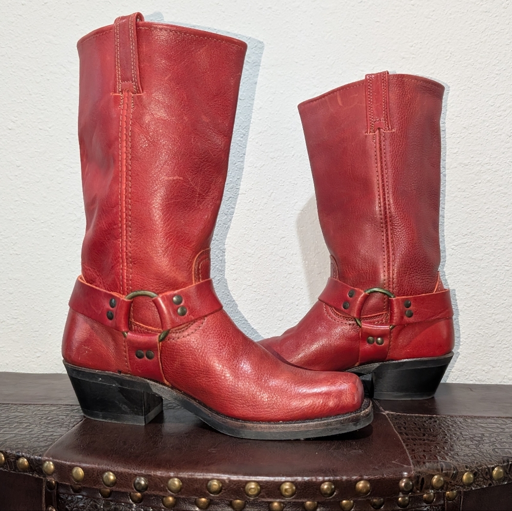 NEW Frye Harness 12R Red Biker Boots size 9 - Picture 11 of 11